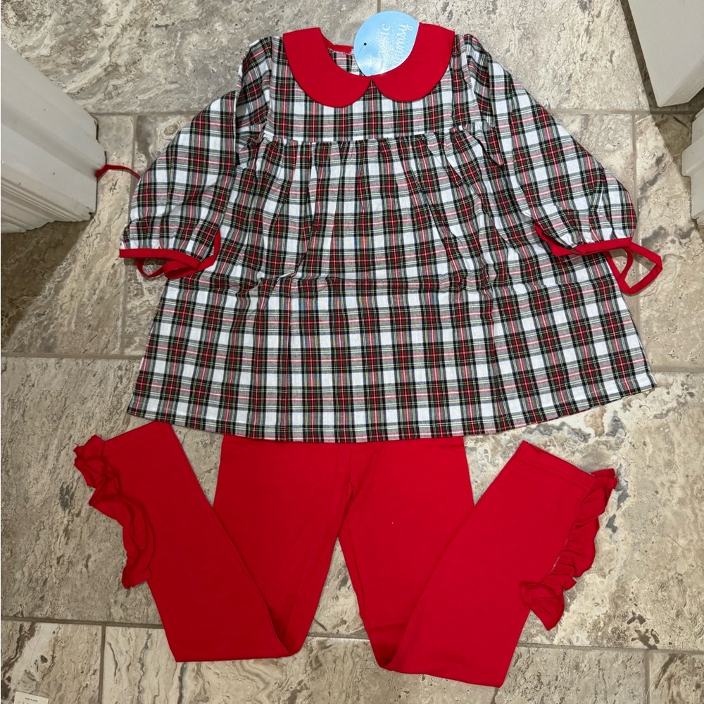 NWT size 6 Classic Whimsy Red Plaid Kids Set